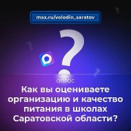 В канале «Володин Саратов» в МАХ идет опрос на тему организации и качества питания в школах Саратовской области