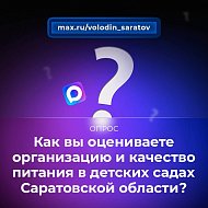 В канале «Володин Саратов» в МАХ идет опрос на тему организации работы и качества питания в детских садах Саратовской области
